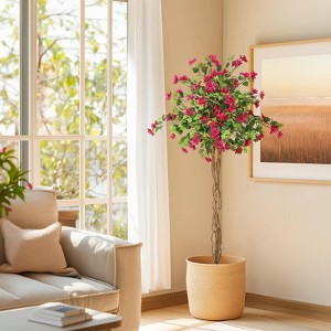 4FT Artificial Bougainvillea Tree, Tall Potted Fake Bougainvillea Trees - 1 of 4