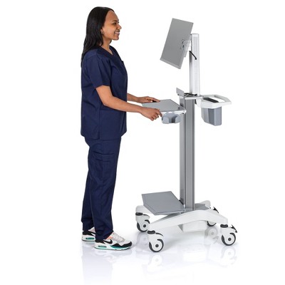 Stand Steady Medical Computer Cart for All-in-One Computers | Height Adjustable VESA-Compatible Mobile Computer Cart with Wheels