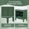 FAMYYT 30 in. Single Sink Freestanding Green Bath Vanity with White Ceramic Top, Rubber Wood and Gold Knobs - 3 of 4