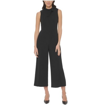 Calvin Klein Womens Bow Embellished Mock Neck Jumpsuit