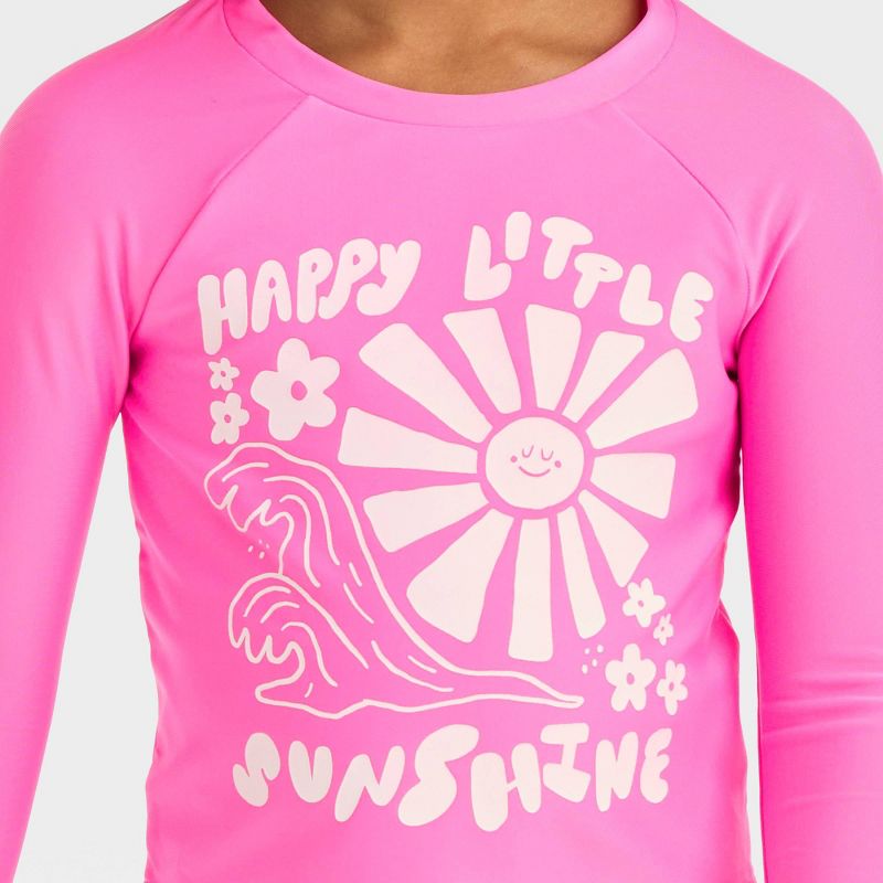 Toddler Girls' Rash Guard Swimsuit Set - Cat & Jack™ Pink, 4 of 5