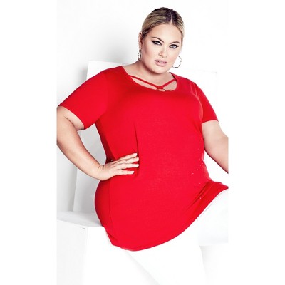 Avenue  Women's Plus Size Callie Top - Red - 26w/28w : Target