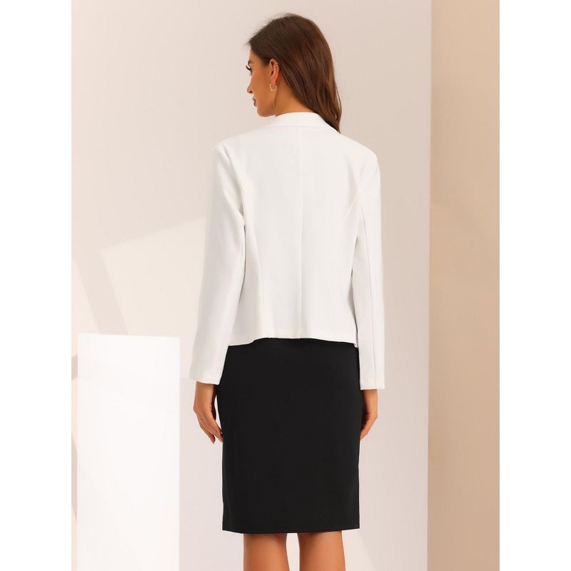 Allegra K Women's Dress Business Solid V Neck Office Notched Lapel Blazer 2 Pieces Suit Sets Outfit, 3 of 6