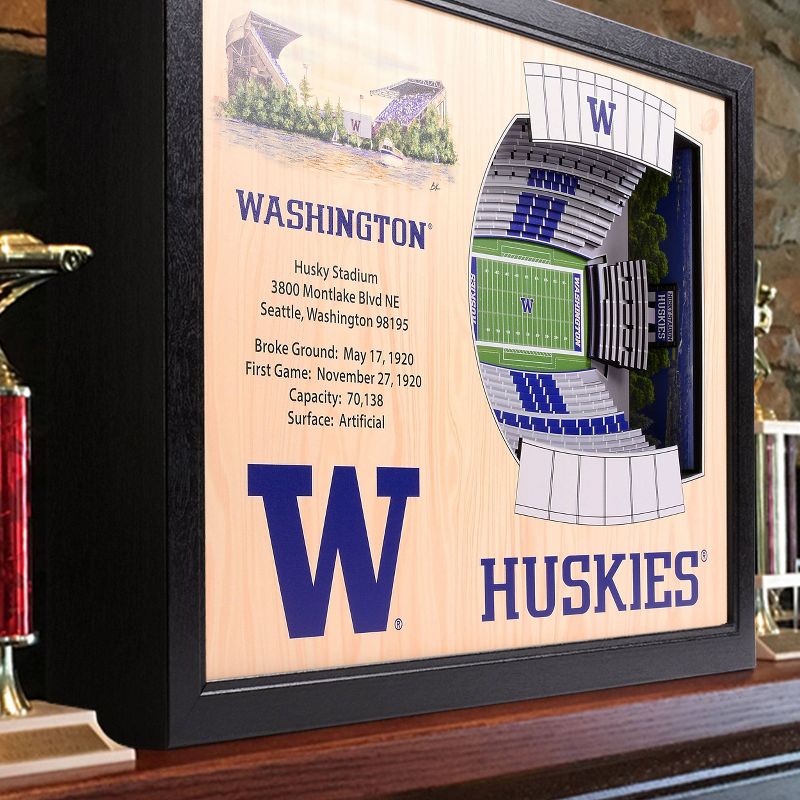 NCAA Washington Huskies 25-Layer StadiumViews 3D Wall Art - Handcrafted, Multicolored, Layered Wood Replica with Hanging Hardware, 2 of 6