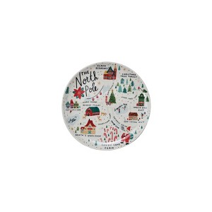 Storied Home Round Stoneware Plate with North Pole Scene, Multicolor - 1 of 2