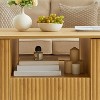 APRILSOUL46.5"modern luxury oval coffee table with drawers and storage compartments, curved contour design - 4 of 4