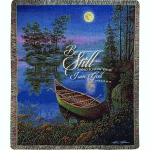 Manual Woodworks and Weavers Cotton Blend Throw – Moonlight Bay Nature-Inspired Tapestry 50 × 60 - 1 of 3
