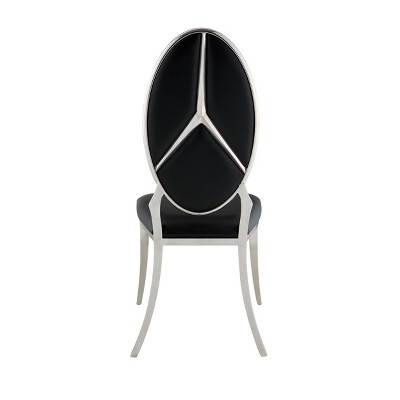 Black Faux Leather Upholstered Side Chair with Metal Frame