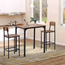 Homcom 3 Piece Industrial Dining Table Set, Counter Height Bar Table ...