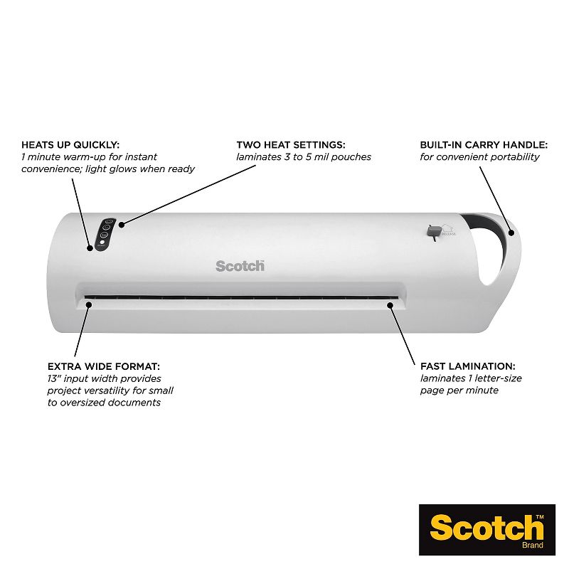 Scotch Thermal Laminator with 20 Letter Size Pouches (TL1302XVP), 2 of 7