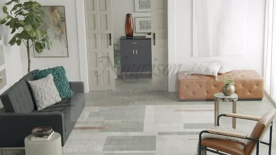 Thalia Geometric Grey Multicolor Easy-Care Synthetic Area Rug 6' x 9'