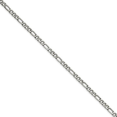 Black Bow Jewelry Men's 6.3mm Stainless Steel Figaro Chain Bracelet, 8 Inch
