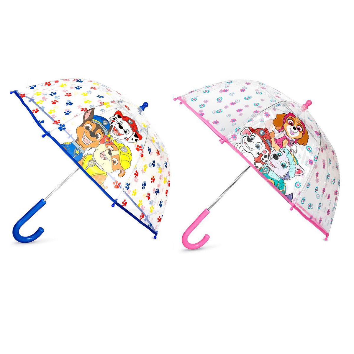 Paw Patrol Kids Umbrella for Boys and Girls - 2 Pack Dome clear bubble umbrellas for Rain Windproof & Transparent with Easy Grip Handle Ages 3-10