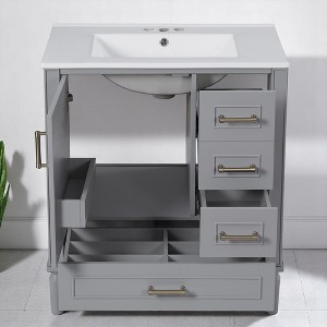 30" White Bathroom Vanity with Sink – Freestanding Vanity Cabinet with 3 Drawers,Floating Cabinet(Faucet Not Included) - 1 of 4