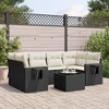 vidaXL 7 Piece Patio Sofa Set with Cushions Black Poly Rattan - Black and Cream - 2 of 4