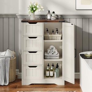 Freestanding Storage Cabinet with 4 Drawers,  Doors & Adjustable Shelf - 1 of 4