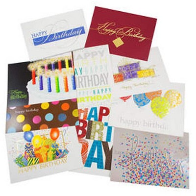 JAM Paper Blank Birthday Card Sets Happy Birthday Assortment 50/Pack 526AOA001WB