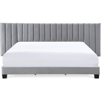 Sophisticated Gray Velvet King Bed with Channel Tufting