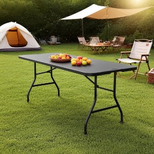 Dyonery foldable table, black matte design, anti-slip and wear-resistant bottom of the stand, waterproof tabletop. used both indoors and outdoors - 1 of 4