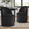 Set of 2 Upholstered Dining Chairs with Wheels, Chenille Barrel Style Rolling Chairs for Kitchen or Modern Dining Room-Maison Boucle - 2 of 4