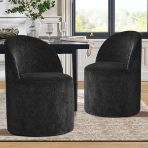 Modern Dining Chairs Set of 2 Chenille Upholstered Dining Chair with Wheels Round Dining Room Chair for Kitchen,Dining Room -Tanpinhause - 1 of 4