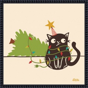 Amanti Art Meowy Christmas Dear Santa by Carrie Cantwell Canvas Art Framed - 1 of 4