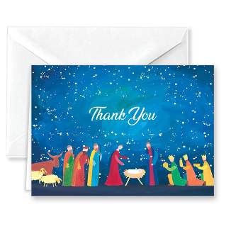 Paper Frenzy Abstract Nativity Christmas Religious Thank You Note Cards and White Envelopes - 25 pack