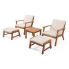 Christopher Knight Home Temecula Outdoor Acacia Wood 5 Piece Club Chair and Ottoman Chat Set with Cushions - 2 of 4