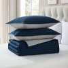 VCNY 3pc Full/Queen Home Embroidered Pick Stitch Microfiber Quilt Set Blue - 3 of 4