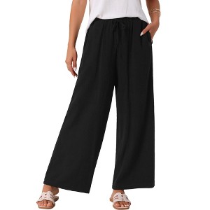 INSPIRE CHIC Women's Linen Summer Palazzo Flowy Wide Leg with Pockets Pants - 1 of 4