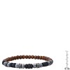 Steeltime Men's stainless steel, hematite and black/brown wood beaded bracelet - 3 of 4