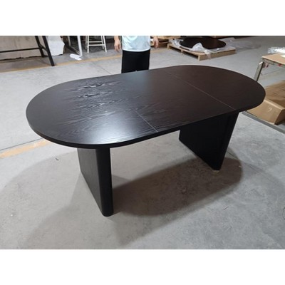 70.8 Inch Oval Dining Table for 6-8 People, Farmhouse Long Large Kitchen Table with Thick Sturdy Wooden Base for Kitchen, Living Room, Office