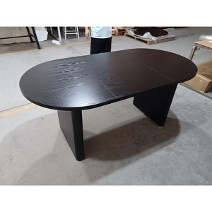 70.8 Inch Oval Dining Table for 6-8 People, Farmhouse Long Large Kitchen Table with Thick Sturdy Wooden Base for Kitchen, Living Room, Office - 1 of 4