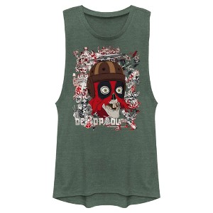 Junior's Marvel: Deadpool & Wolverine Headpool Collage Festival Muscle Tee - 1 of 4