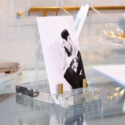 Clear Acrylic Desktop Easel with Gold-Toned Hardware