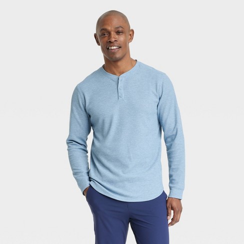 Men's Waffle-knit Henley Athletic Top - All In Motion™ Blue S : Target