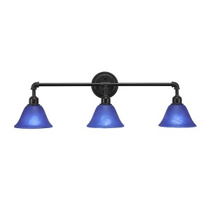 Toltec Lighting Vintage 3 - Light Vanity in  Dark Granite with 7" Blue Italian Shade - 1 of 1