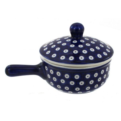 Blue Rose Polish Pottery Dots Sauce Pot with Lid