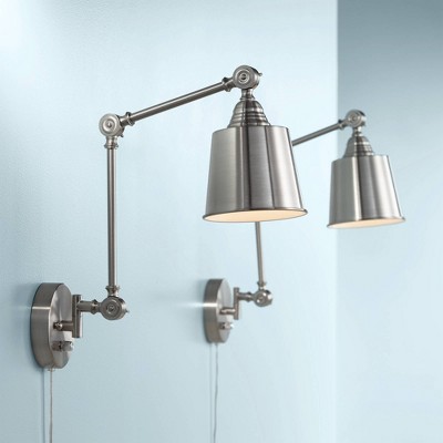 Mendes Brushed Nickel Adjustable Swing Arm Wall Lamp Set