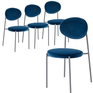 LeisureMod Euston Modern Velvet Dining Chair with Grey Steel Frame, Set of 4 - 1 of 4