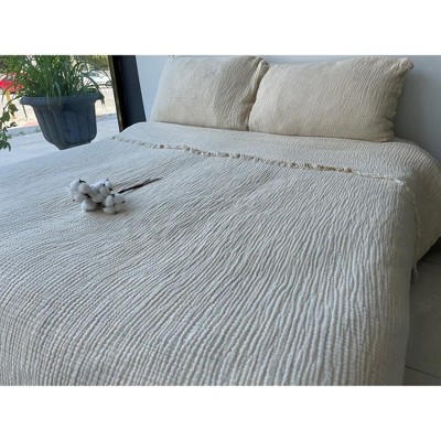 Sussex Home Muslin Blanket 4 Layers, Soft Bedspread, 100% Turkish Cotton Muslin Bed Cover, Reversible Coverlet, Ivory, 91x95, Queen Size — фото 3