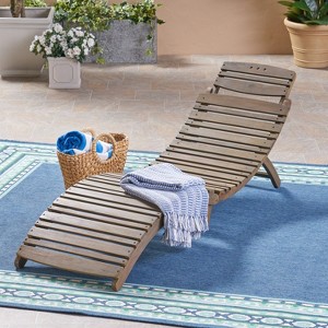 NicBex Outdoor Patio Chaise Lounge Chair, Solid Wood Foldable Chaise Lounge, Beach Patio Poolside Furniture - 1 of 4