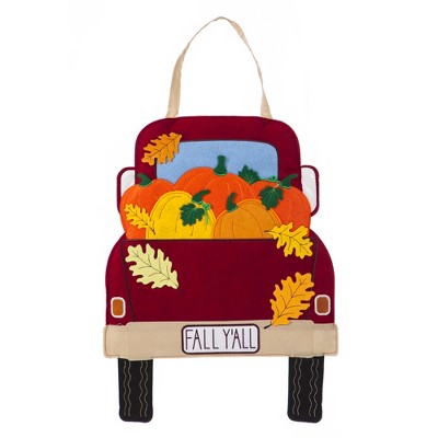 Fall Y'all Pickup Truck Felt Door Décor, 13.50x17.50"H