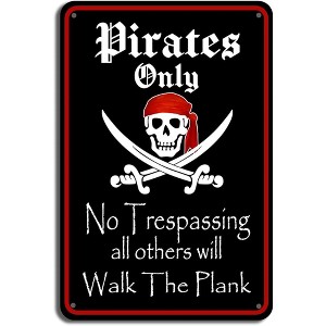 Lomsoe Pirate Theme Tin Signs Pirate Party Decorations Halloween Pirate Ship Yard Decoration Pirates Christmas Sign - 1 of 4