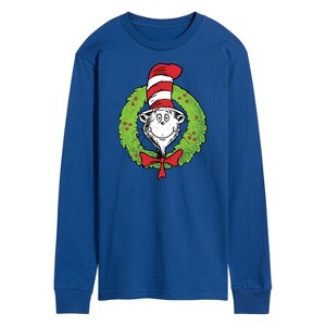 Men's The Cat in the Hat Cat Wreath Long Sleeve Graphic T-Shirt - Royal Blue - Medium - 1 of 4