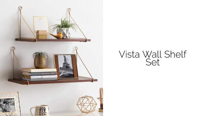 2pc Vista Wood and Metal Wall Shelves - Kate & Laurel All Things Decor, 2 of 8, play video