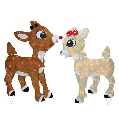 Northlight 32" Set of 2 Lighted Rudolph and Clarice Outdoor Christmas Yard Decoration