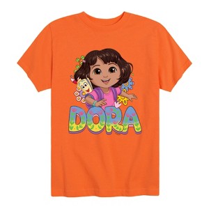 Boys' - Dora the Explorer - Logo Map And Flowers Short Sleeve Graphic T-Shirt - 1 of 4