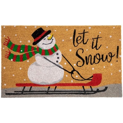 Geo Crafts G158 SNOWMEN 18 x 30 in. PVC Backed Coir Doormat, Let