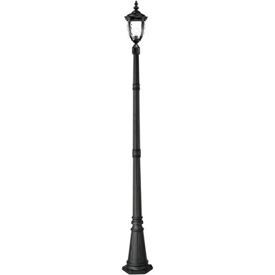 John Timberland Traditional Outdoor Post Light with Flat Base Pole Texturized Black 99 3/4" Clear Hammered Glass for Garden Yard